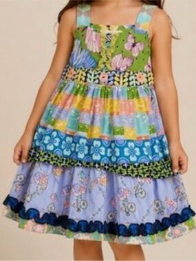 Matilda Jane Wonderful Parade Perry Inn Bicycle Dress Removable Apron Girls 2
